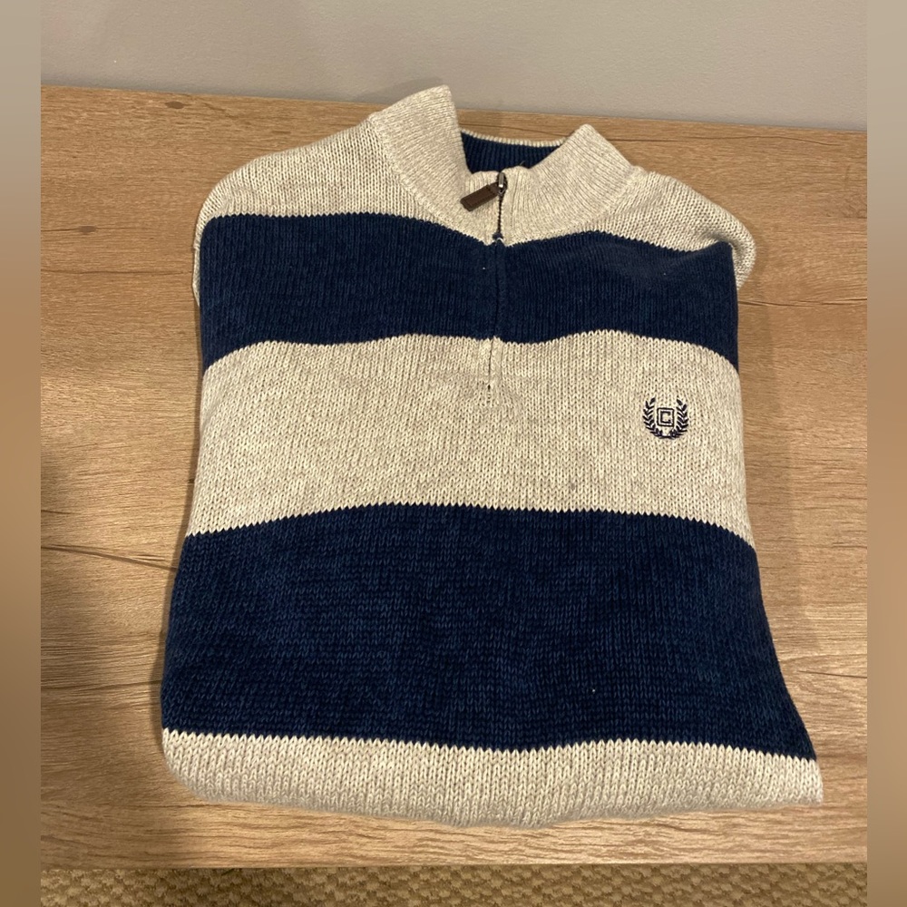 Men’s Champs Quart Zip blue and gray striped